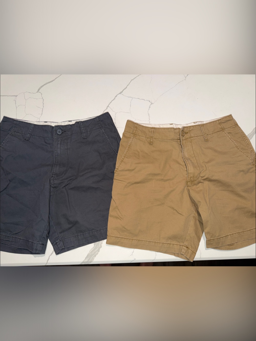 Old Navy Flat Front Shorts in Charcoal and Khaki